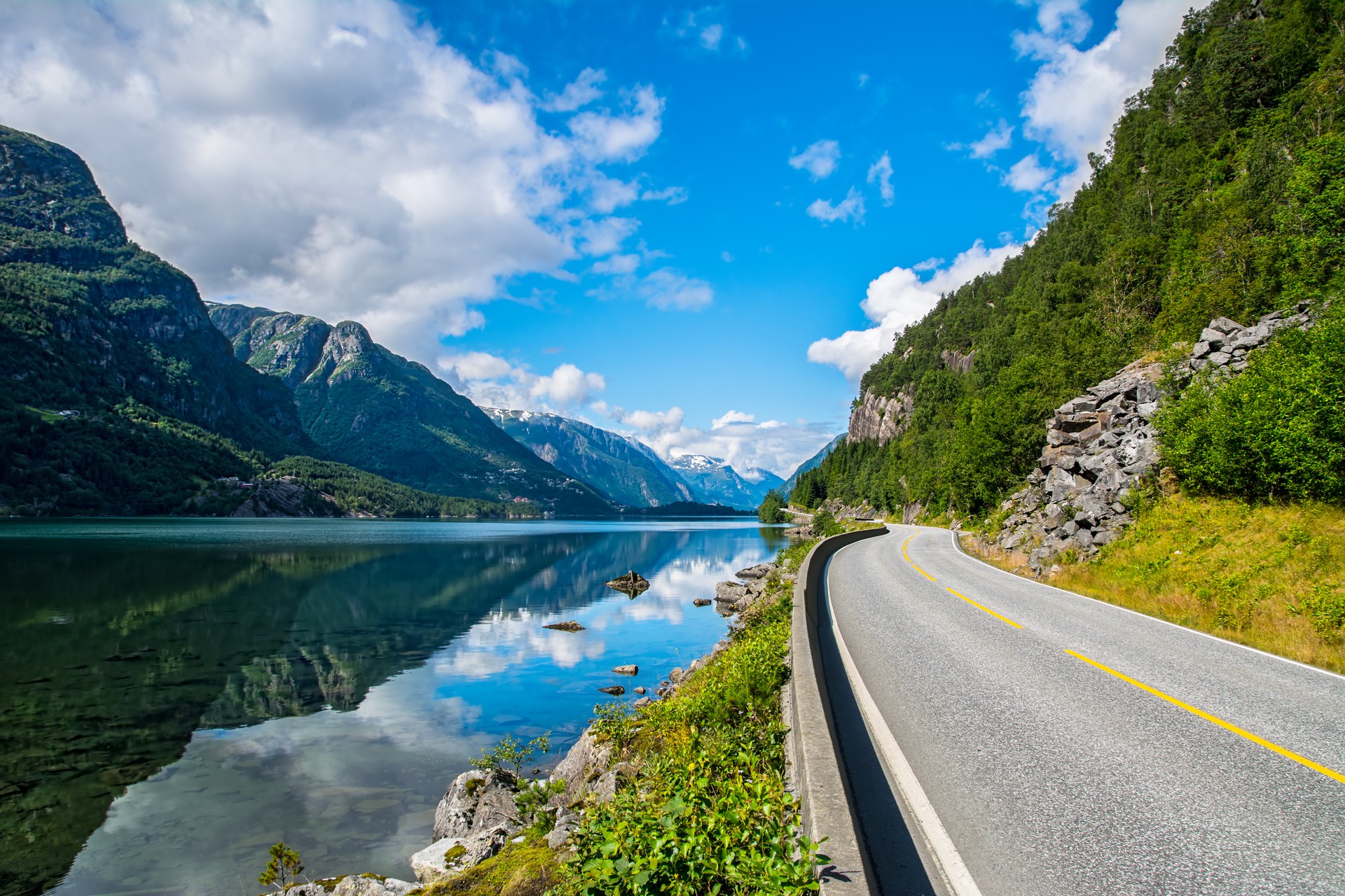 Amazing nature view with fjord and mountains. Norway